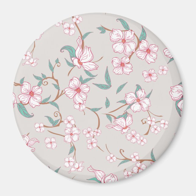 Muster für graue Blume Magnet (Vorne)