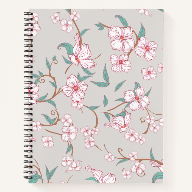 Muster für graue Blume Notizbuch (Vorderseite)