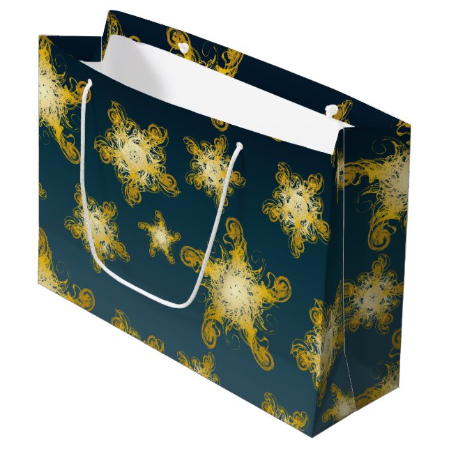 Muster für große gelbe dekorative Sterne Geschenktüte (Vorderseite Schrägansicht)