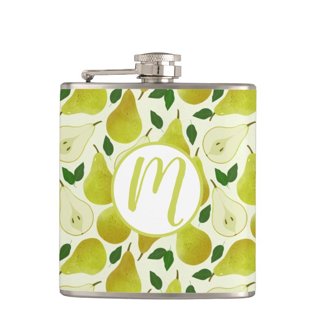 Muster für grüne Birnen Flachmann (Vorderseite)