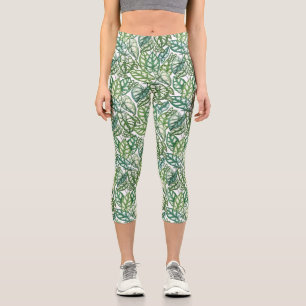 Muster für grüne tropische Blätter Capri Leggings