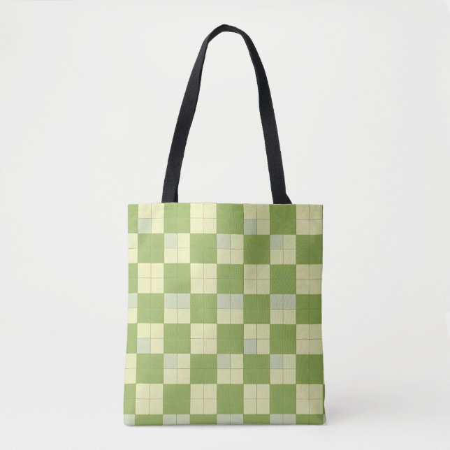 Muster für grüne und cremefarbene Fliesen Tasche (Vorderseite)