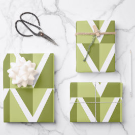 Muster für grüne Zickzack Streifen Geschenkpapier Set