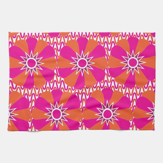 Muster für heiße rosa und orange helle Blume Handtuch (Horizontal)