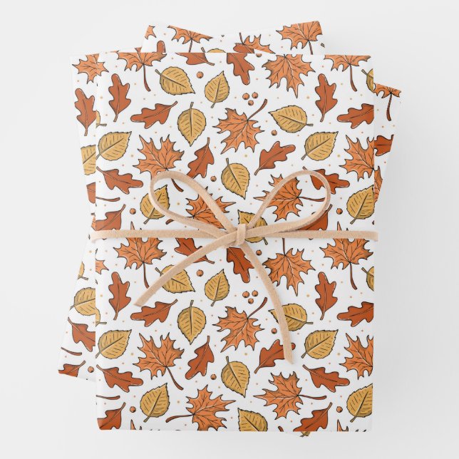 Muster für Herbst-Blätter und Acorns Geschenkpapier Set (Beispiel)