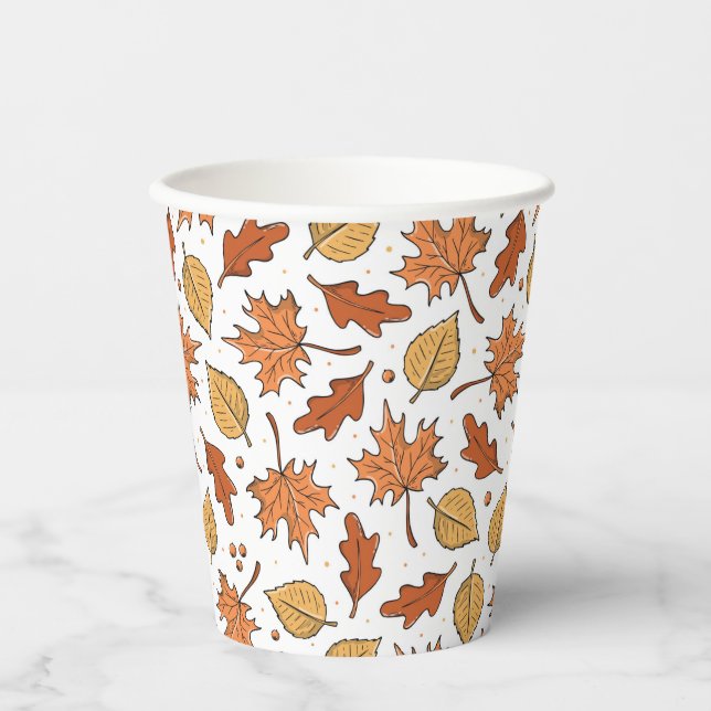 Muster für Herbst-Blätter und Acorns Pappbecher (Vorderseite)