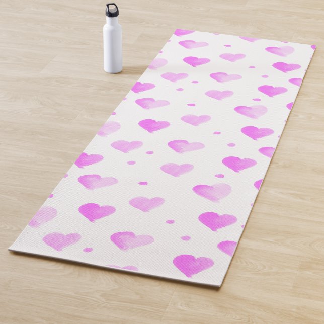 Muster für Herz und Punkte Rosa Wasserfarbe Yogamatte (Beispiel)
