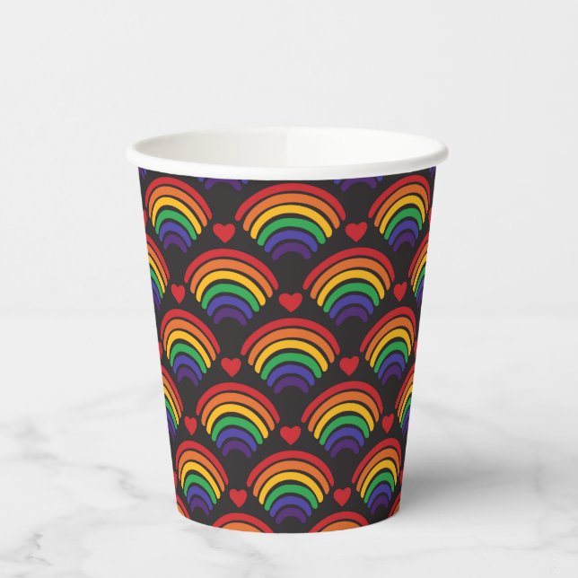 Muster für Herz und Rainbows Pappbecher (Links)