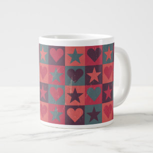 Muster für Herz und Sterne rosa Jumbo-Tasse