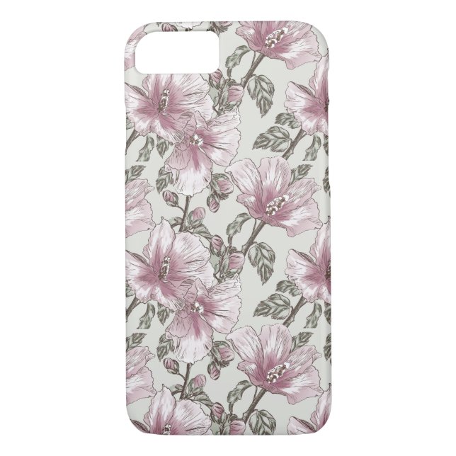 Muster für Hibiskus-Blume in Rosa Case-Mate iPhone Hülle (Rückseite)