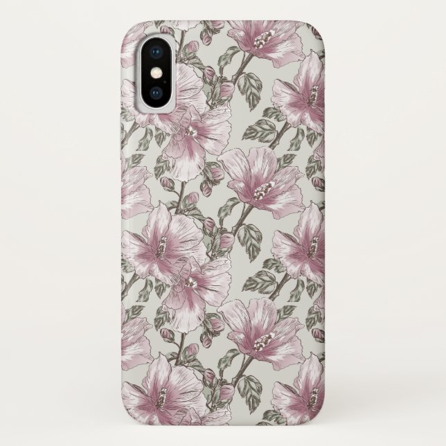 Muster für Hibiskus-Blume in Rosa Case-Mate iPhone Hülle (Rückseite)