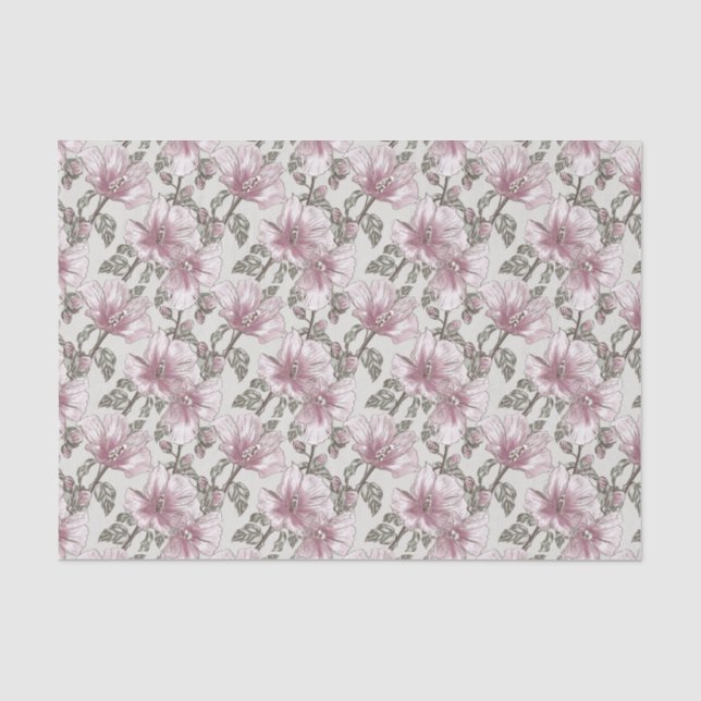 Muster für Hibiskus-Blume in Rosa Seidenpapier (Vorderseite)