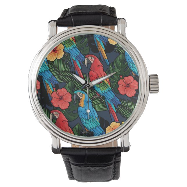 Muster für Hibiskus und Arme Armbanduhr (Vorderseite)