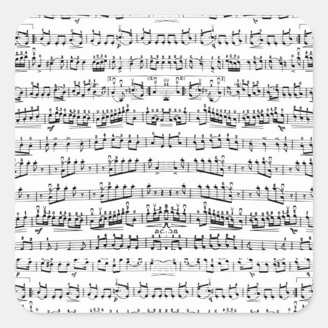 Muster für hintere Musiknoten Quadratischer Aufkleber (Vorderseite)