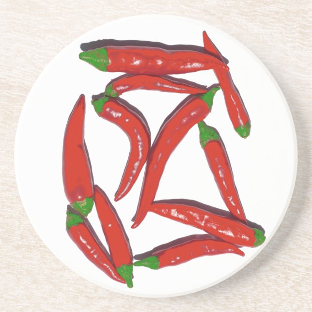 Muster für Hot Red Chili Paprikaschoten Getränkeuntersetzer (Vorne)