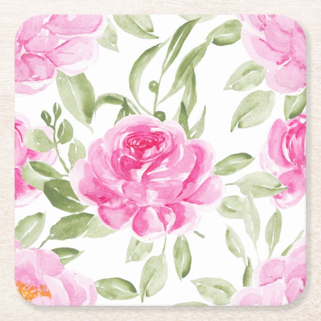 Muster für Hübsche rosa Peonies Rechteckiger Pappuntersetzer (Vorderseite)