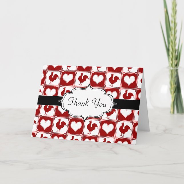 Muster für Hühner und Herz Dankeskarte (Vorderseite)