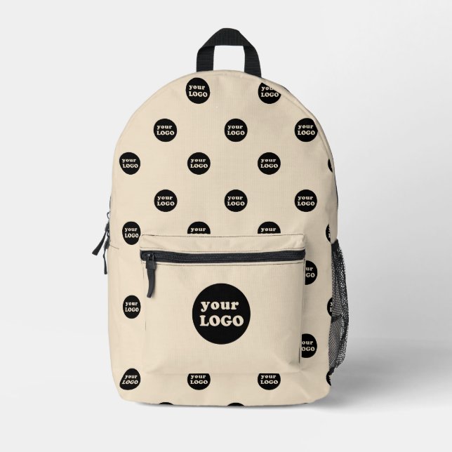 Muster für individuelle Firmenlogos Beige Bedruckter Rucksack (Vorderseite)