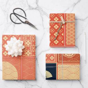Muster für japanische Mix Coral Geschenkpapier Set