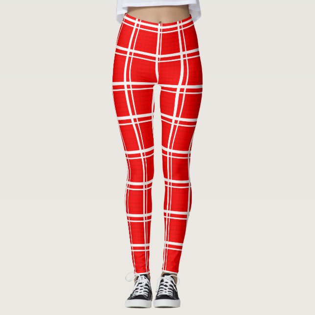 Muster für Karierte rote Windows-Rasterstreifen Leggings (Vorderseite)