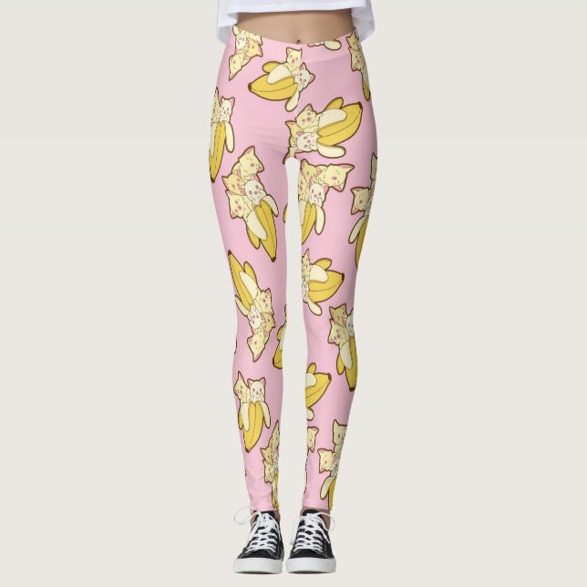 Muster für Katzen und Bananen Leggings (Vorderseite)