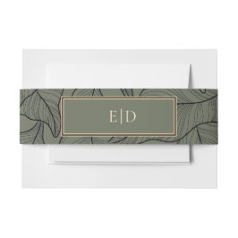 Muster für klassische Sage Monogram Elegante Blätt Einladungsbanderole