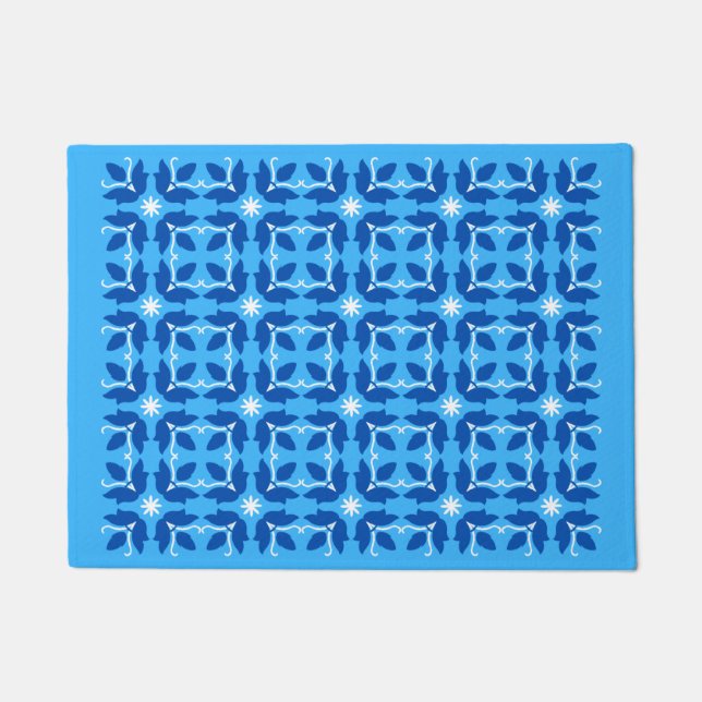 Muster für kleine Blume mit blauer Tüte Fußmatte (Vorderseite)