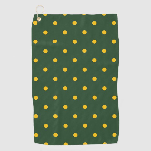 Muster für kleine Polka-Punkte: Grün und Gelb Golfhandtuch (Vorderseite)