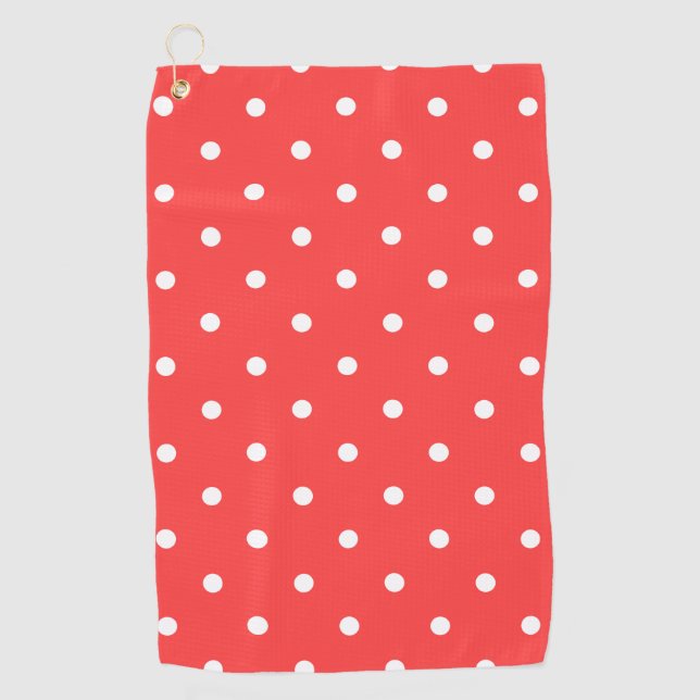 Muster für kleine Polka-Punkte: Korallenrosa Golfhandtuch (Vorderseite)