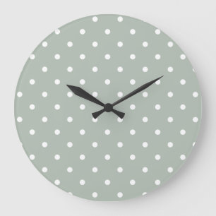 Muster für kleine Polka-Punkte: Sage Green Große Wanduhr