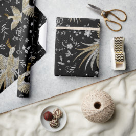 Muster für Kranvögel und Blume Geschenkpapier