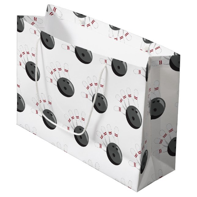 Muster für kundenspezifisches Bowling Ball & Butto Große Geschenktüte (Vorderseite Schrägansicht)