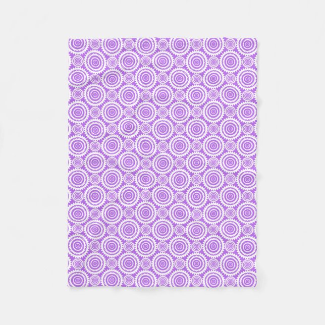 Muster für Lavendel und geometrische weiße Kreise Fleecedecke (Vorderseite)