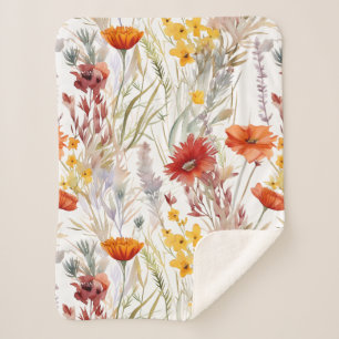 Muster für lebendige Watercolor-Wüste-Wildblumen Sherpadecke
