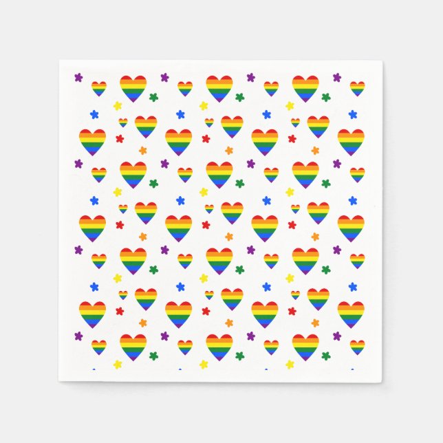 Muster für LGBT-Regenbogen und farbenfrohe Blume Serviette (Vorderseite)