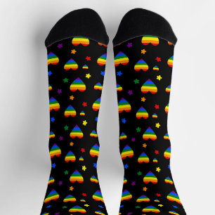 Muster für LGBT-Regenbogen und farbenfrohe Blume Socken