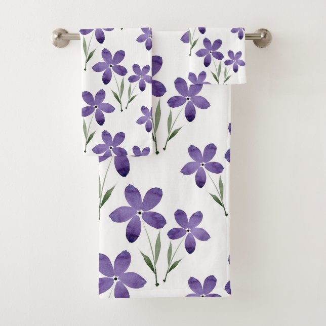 Muster für lila Blume Badhandtuch Set (Insitu)