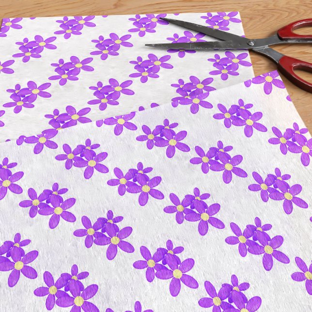 Muster für lila Blume Blumenweißgewebe Seidenpapier (A cute purple and white floral pattern tissue paper just for you)