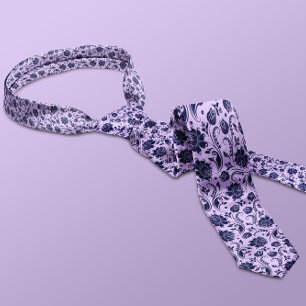 Muster für Lila Blumengestelle für Navy Blue & Lav Krawatte