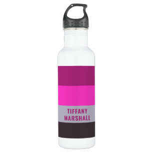 Muster für Lila Streifen in Rosa und Dunkelgrau Edelstahlflasche