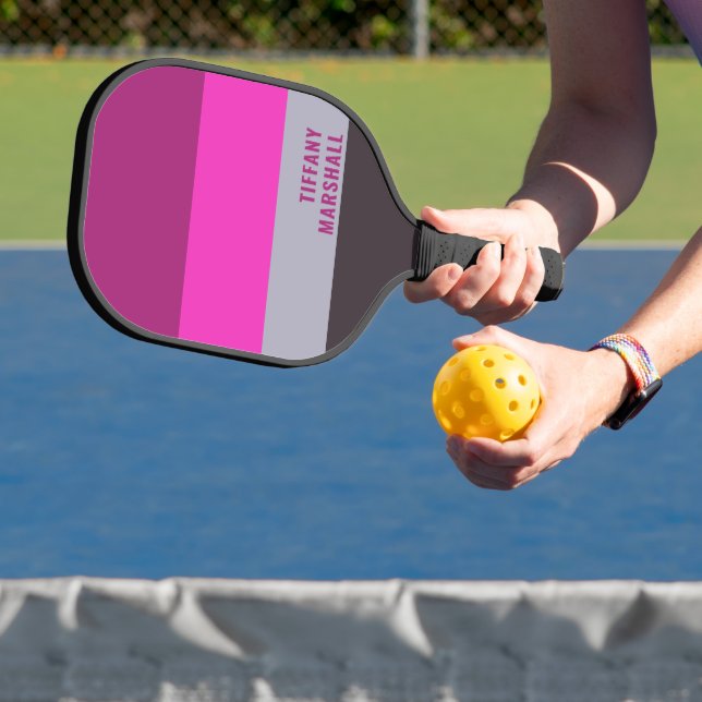 Muster für Lila Streifen in Rosa und Dunkelgrau Pickleball Schläger (InSitu)