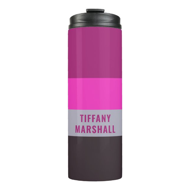 Muster für Lila Streifen in Rosa und Dunkelgrau Thermosbecher (Vorderseite)
