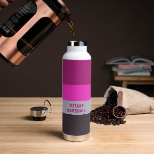 Muster für Lila Streifen in Rosa und Dunkelgrau Trinkflasche