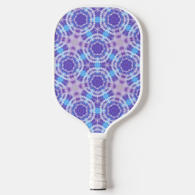 Muster für lila und blaue Gefärbte Krawatte Pickleball Schläger (Vorderseite)