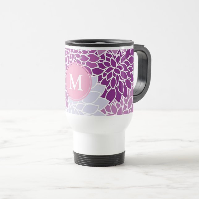Muster für lila und Lilac-Blume Reisebecher (VorderseiteRechts)