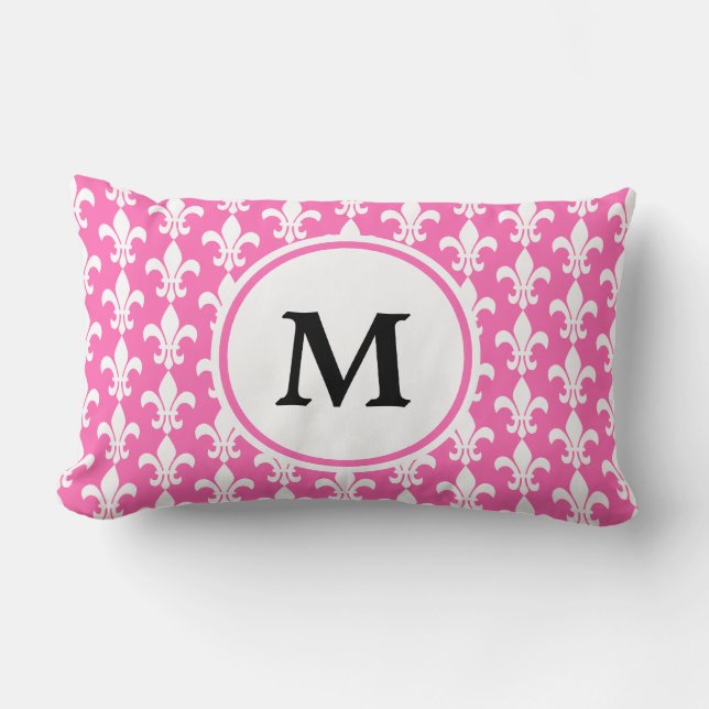 Muster für Lilien in Schwarz und Rosa Lendenkissen (Vorderseite)