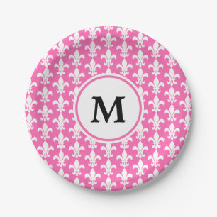 Muster für Lilien in Schwarz und Rosa Pappteller