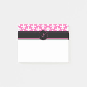 Muster für Lilien in Schwarz und Rosa Post-it Klebezettel