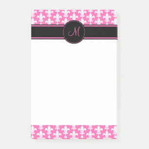 Muster für Lilien in Schwarz und Rosa Post-it Klebezettel