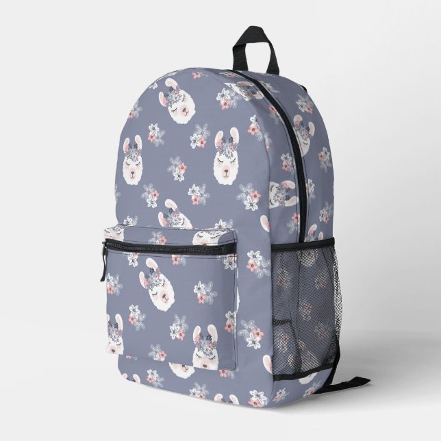 Muster für Llamas und Blume Bedruckter Rucksack (Rückseitige Ecke Rechts)